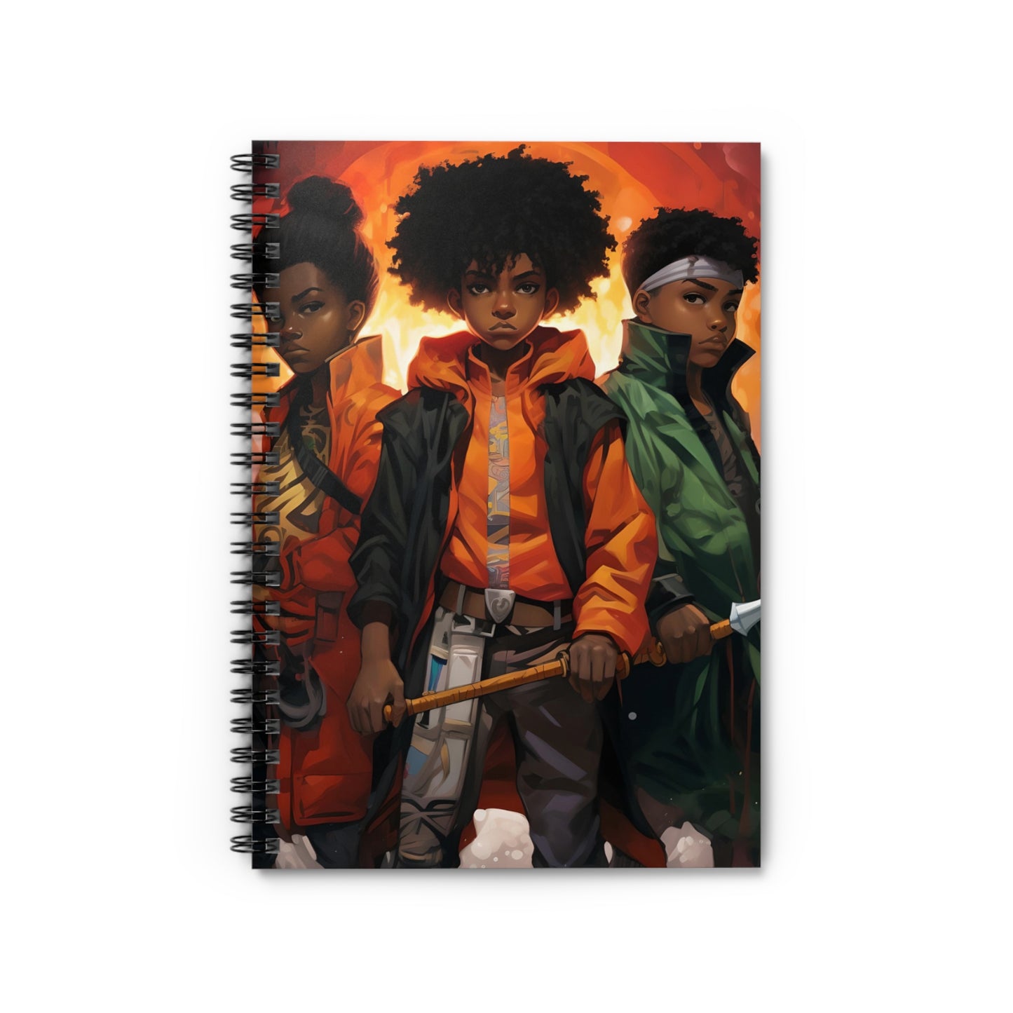 Tanjiro Kamado Inspired Spiral Notebook - Demon Slayer Resilience with Afrocentric Artistry - 118 Ruled Line Pages