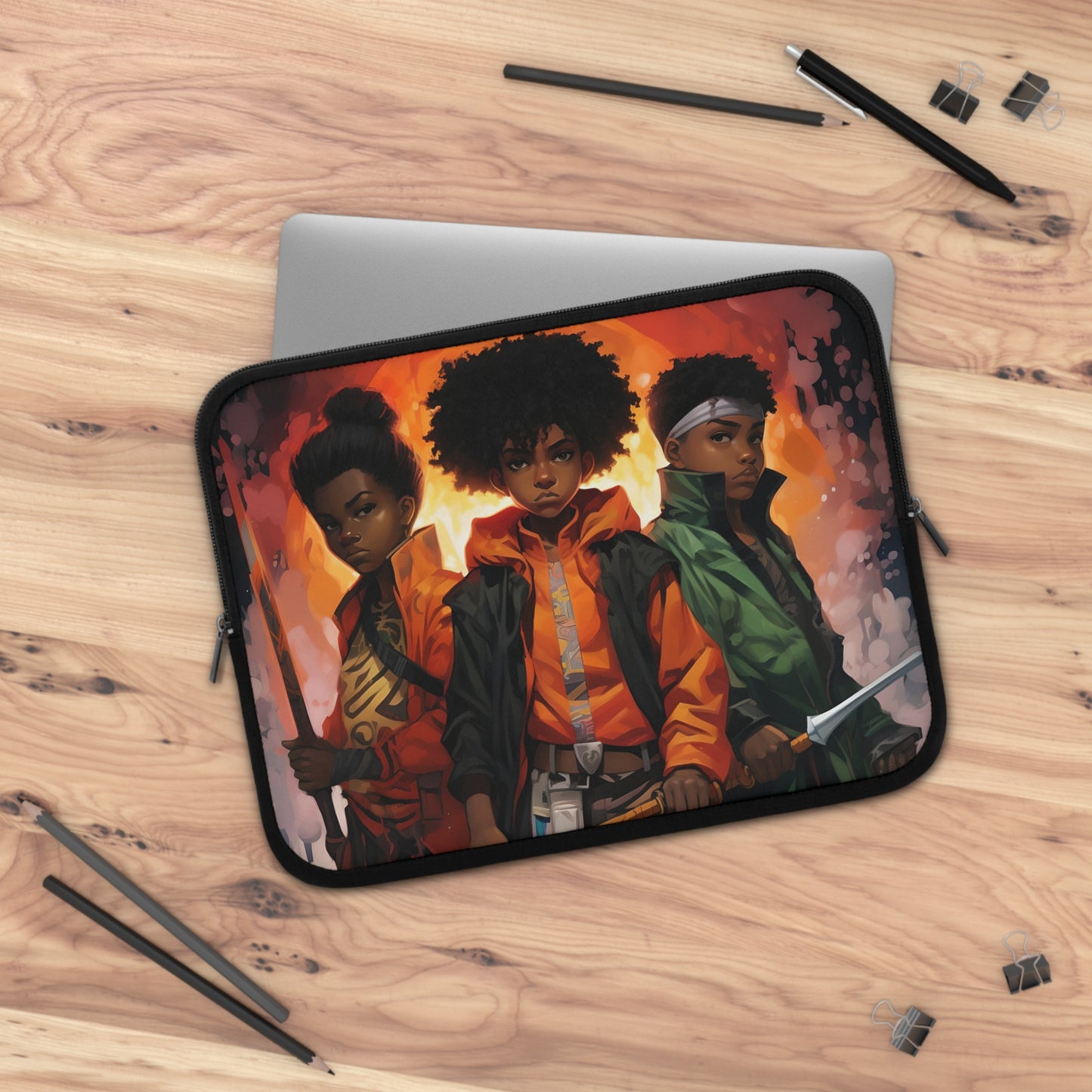 "Flame Hashira" Kyojuro Rengoku Laptop Sleeve - Demon Slayer Inspired, African American Culture
