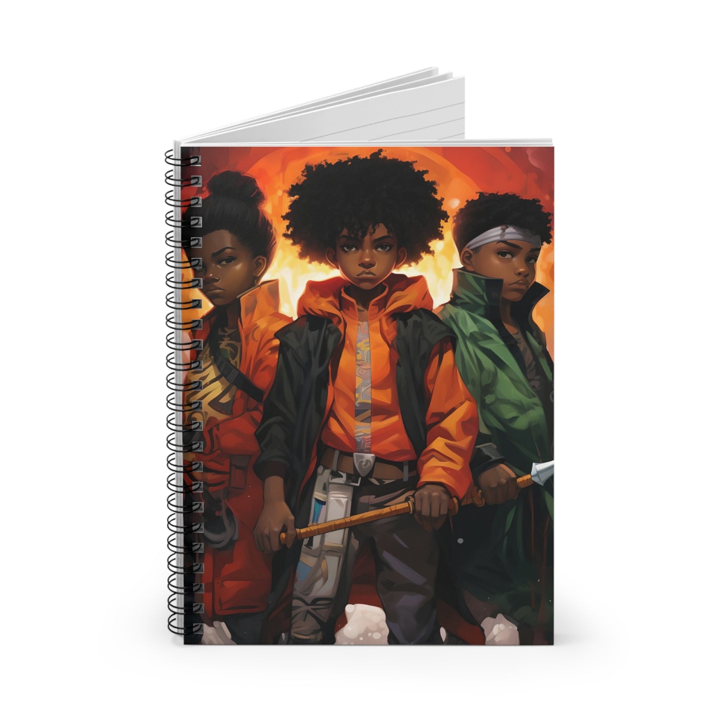 Tanjiro Kamado Inspired Spiral Notebook - Demon Slayer Resilience with Afrocentric Artistry - 118 Ruled Line Pages