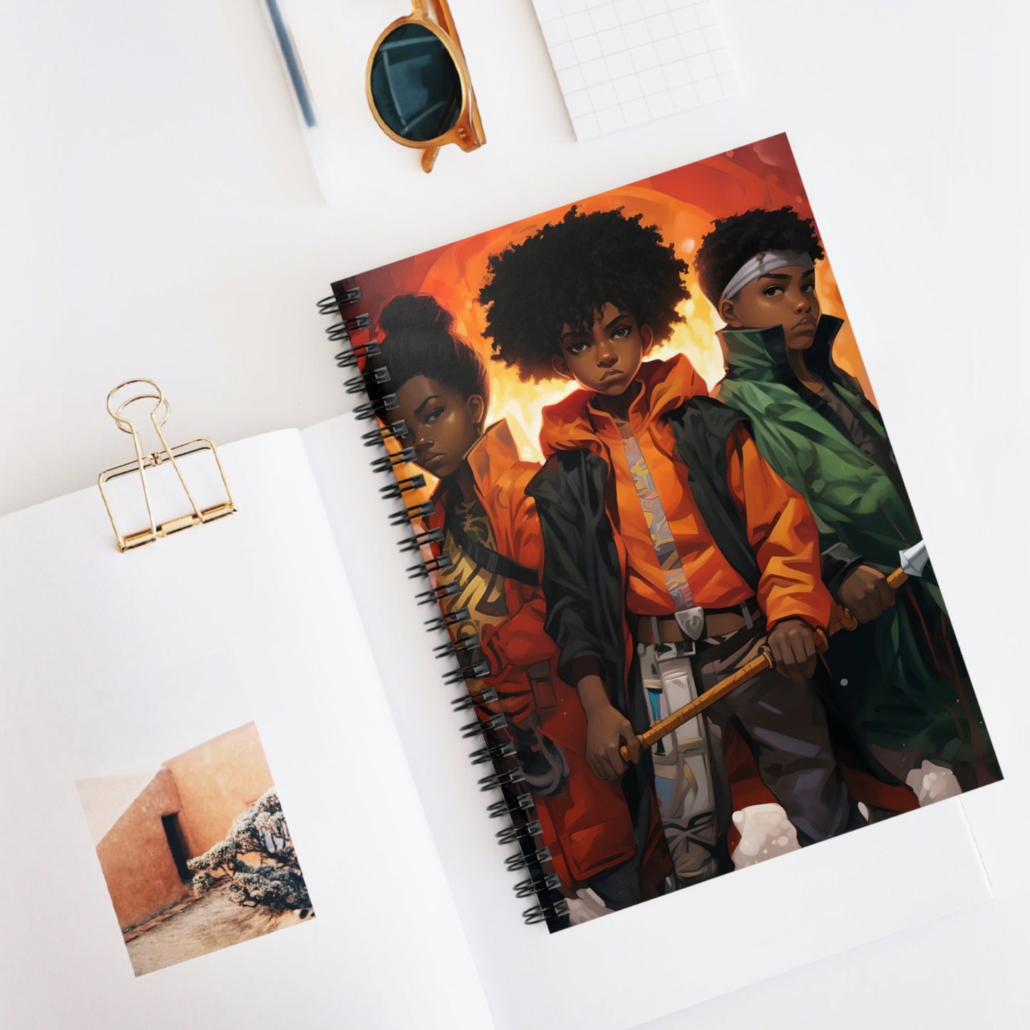 Tanjiro Kamado Inspired Spiral Notebook - Demon Slayer Resilience with Afrocentric Artistry - 118 Ruled Line Pages