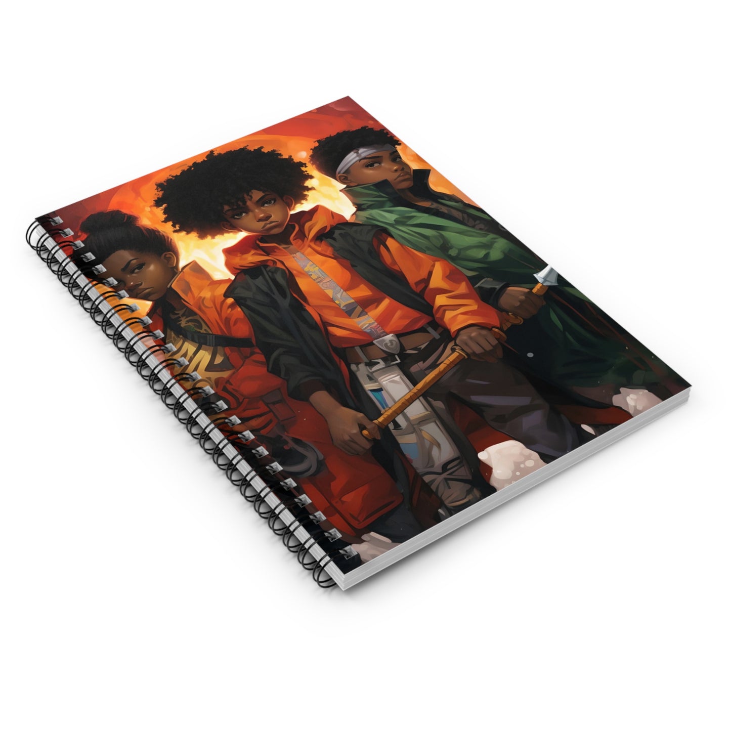 Tanjiro Kamado Inspired Spiral Notebook - Demon Slayer Resilience with Afrocentric Artistry - 118 Ruled Line Pages