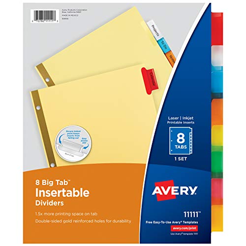 AVERY Big Tab Dividers for 3 Ring Binders, 5 Multicolor Dividers - Paper Body with Reinforced Plastic Tabs