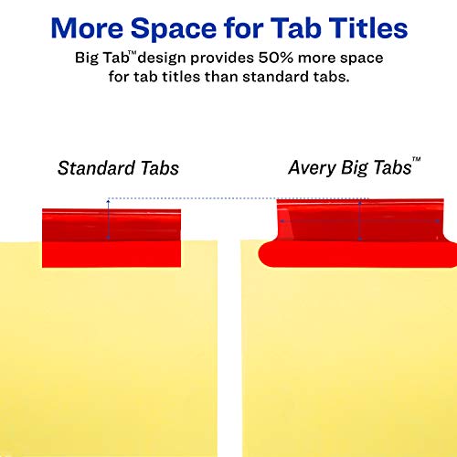 AVERY Big Tab Dividers for 3 Ring Binders, 5 Multicolor Dividers - Paper Body with Reinforced Plastic Tabs